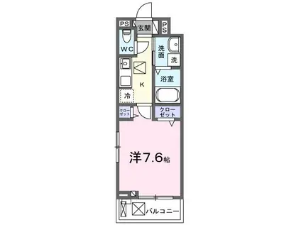 ヴィオラ田村II(1K/1階)の間取り写真