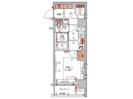 ハーモニーレジデンス日本橋イースト(1K/6階)の間取り写真