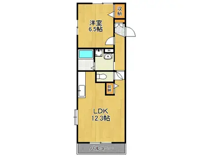 アトリオ鷺沼(1LDK/3階)の間取り写真
