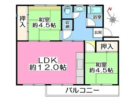 滝山団地6-3-9(2LDK/4階)の間取り写真