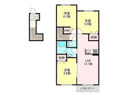プレミール(2LDK/1階)の間取り写真
