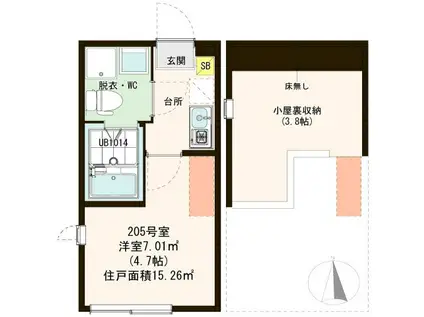 バースシティ北綾瀬(1K/2階)の間取り写真