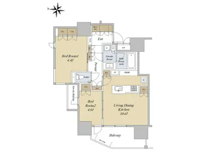 プレミスト新宿山吹(2LDK/10階)の間取り写真