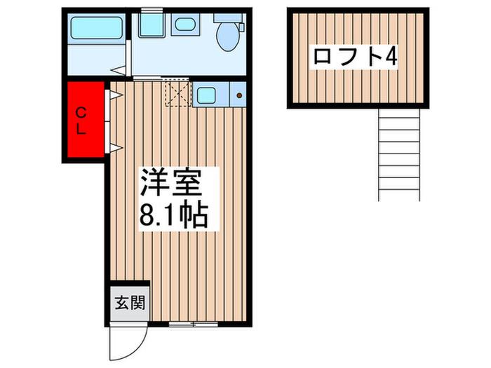 メインフィールド桶川東(ワンルーム/1階)の間取り写真