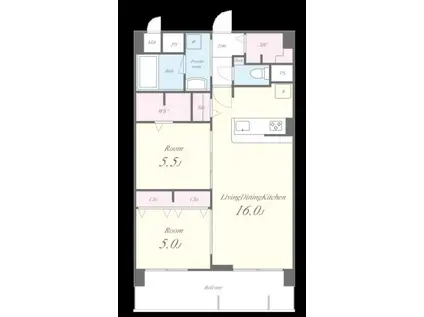 エクセルハイム東灘(2LDK/1階)の間取り写真