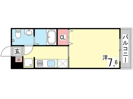 セレブ岡本(1K/1階)の間取り写真
