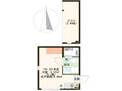 ハーモニーテラス加平II(ワンルーム/2階)の間取り写真