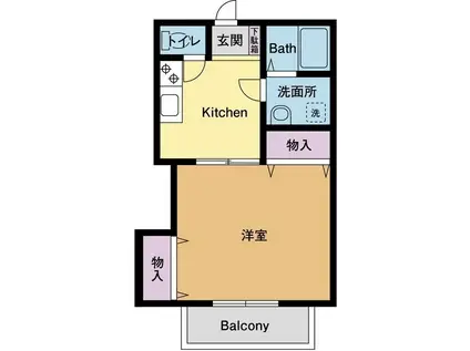 ドゥエフェリーチェ(1K/1階)の間取り写真