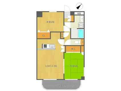 センチュリーアライ(2LDK/3階)の間取り写真