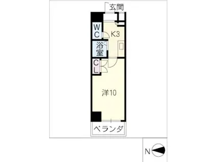 エクセル丸の内(1K/10階)の間取り写真
