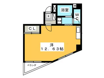 ファミール新所沢(ワンルーム/3階)の間取り写真