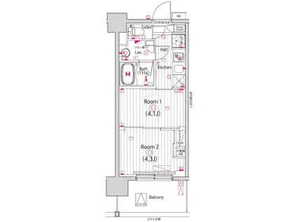 ガーラ・グランディ木場公園(2K/8階)の間取り写真