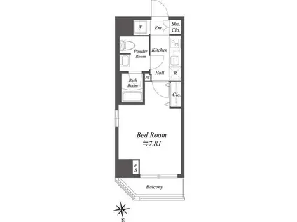 GENOVIA木場SKYGARDEN(1K/4階)の間取り写真