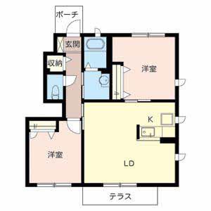 シャーメゾンロイヤルヒルズII(2LDK/1階)の間取り写真