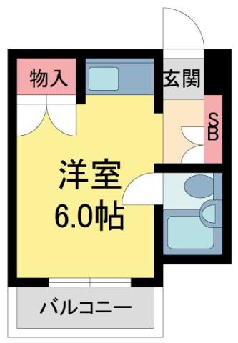 シャンブルド甲東園(ワンルーム/4階)の間取り写真