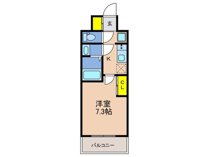 GENOVIA神戸湊川公園(1K/13階)の間取り写真