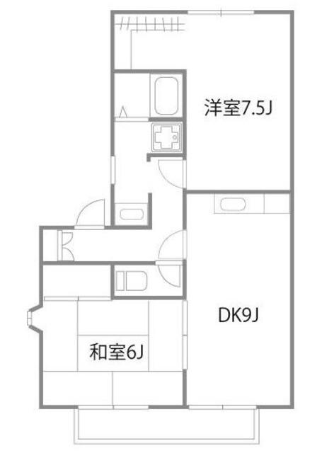 フレマリール桜ヶ丘B(2DK/1階)の間取り写真