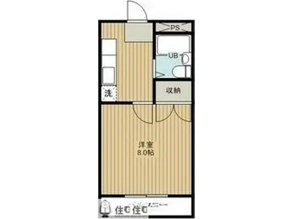 シャンポール三栄前山II(1K/3階)の間取り写真