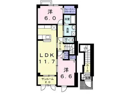 カロータ ロッソIII(2LDK/2階)の間取り写真