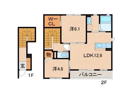 フロントパディTWIN(2LDK/2階)の間取り写真