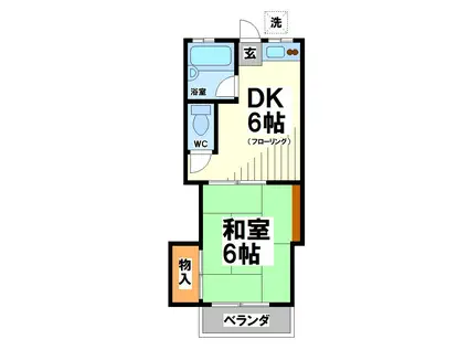 寿木佐荘C(1DK/1階)の間取り写真