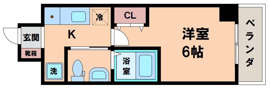 グランパシフィック花園北(1K/4階)の間取り写真