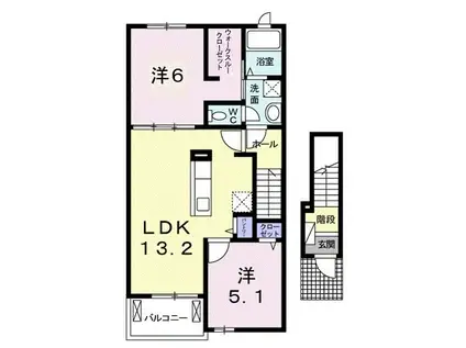 カモミールF(2LDK/2階)の間取り写真