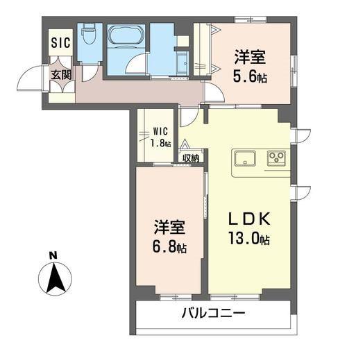 ザ・グランドオペラ並木(2LDK/1階)の間取り写真