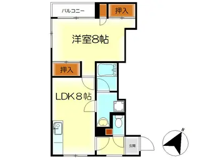 フロントハウス本町(1LDK/4階)の間取り写真