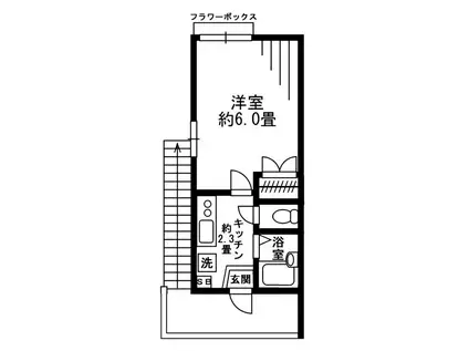 フローラ新小岩(1K/2階)の間取り写真