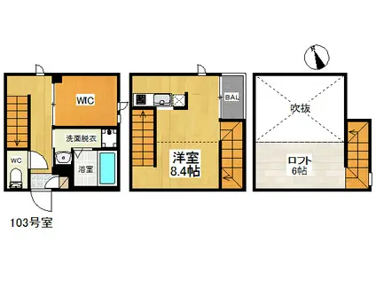 GRANDTIC K&Y井尻(1LDK/1階)の間取り写真