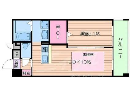 第21関根マンション(1LDK/12階)の間取り写真