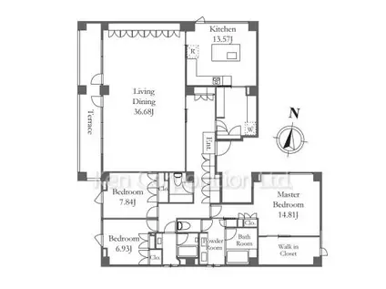 マナー元麻布(3LDK/2階)の間取り写真