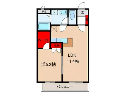 グリーンフォレスト(1LDK/2階)の間取り写真