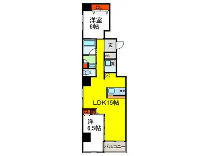 エタニティI谷町(2LDK/3階)の間取り写真