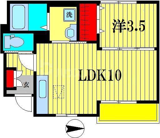 クレメント・リヴァー C棟(1LDK/1階)の間取り写真