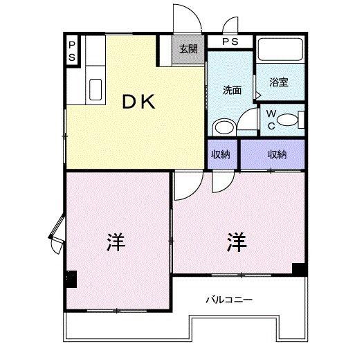 サンブリッジ諏訪上(2DK/2階)の間取り写真