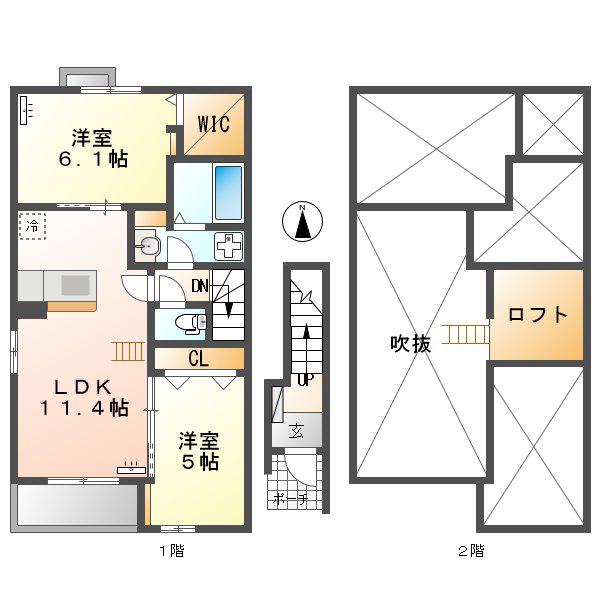 フリーデ(2LDK/2階)の間取り写真