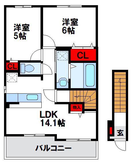 ボンボヤージュIII(2LDK/2階)の間取り写真