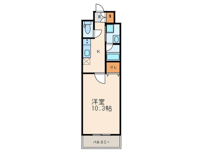 グランルクレ新栄ウエスト(1K/8階)の間取り写真