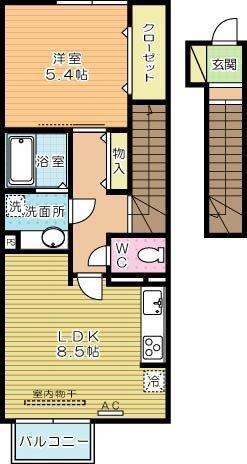 UNE BEAU PALAIS(1LDK/2階)の間取り写真
