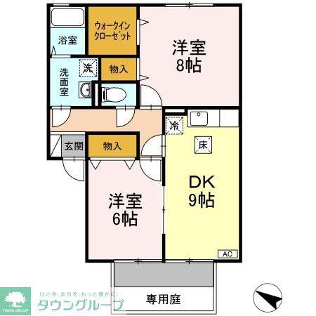 ファミール A棟(2DK/1階)の間取り写真