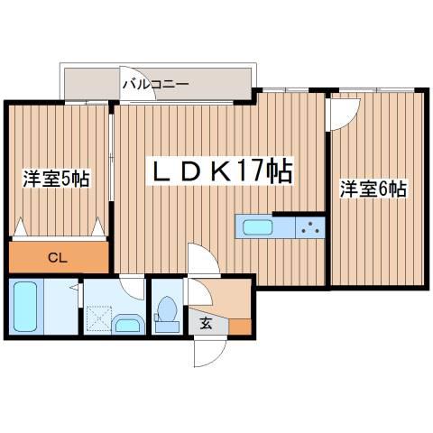 シャトーブラン65(2LDK/4階)の間取り写真