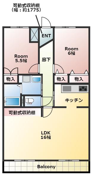 MONDO STYLE(2LDK/2階)の間取り写真