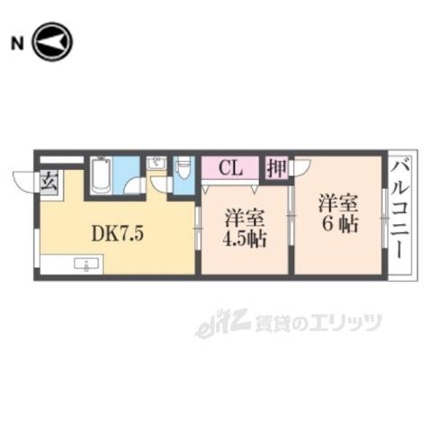 土佐ビル高柳(2DK/4階)の間取り写真