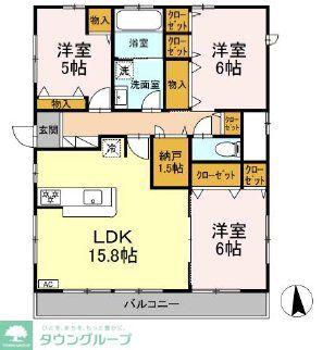 クレストコート自由が丘(3SLDK/2階)の間取り写真