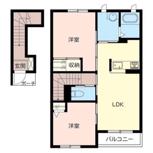 ヴィルコート(2LDK/2階)の間取り写真