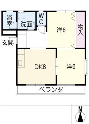 センチュリーパーク(2DK/1階)の間取り写真