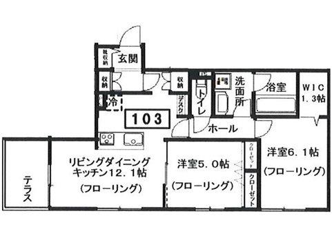 へーベルメゾン宮前2丁目(2LDK/1階)の間取り写真