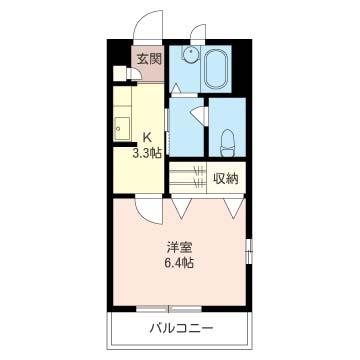 テラダビル(1K/2階)の間取り写真